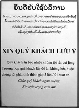 Một thông cáo buồn cho du khách Việt ở một nhà hàng do người Việt làm chủ - Viêng chăn, Lào