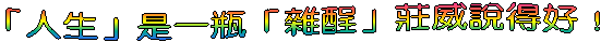 「人生」是一瓶「雜酲」莊威說得好！